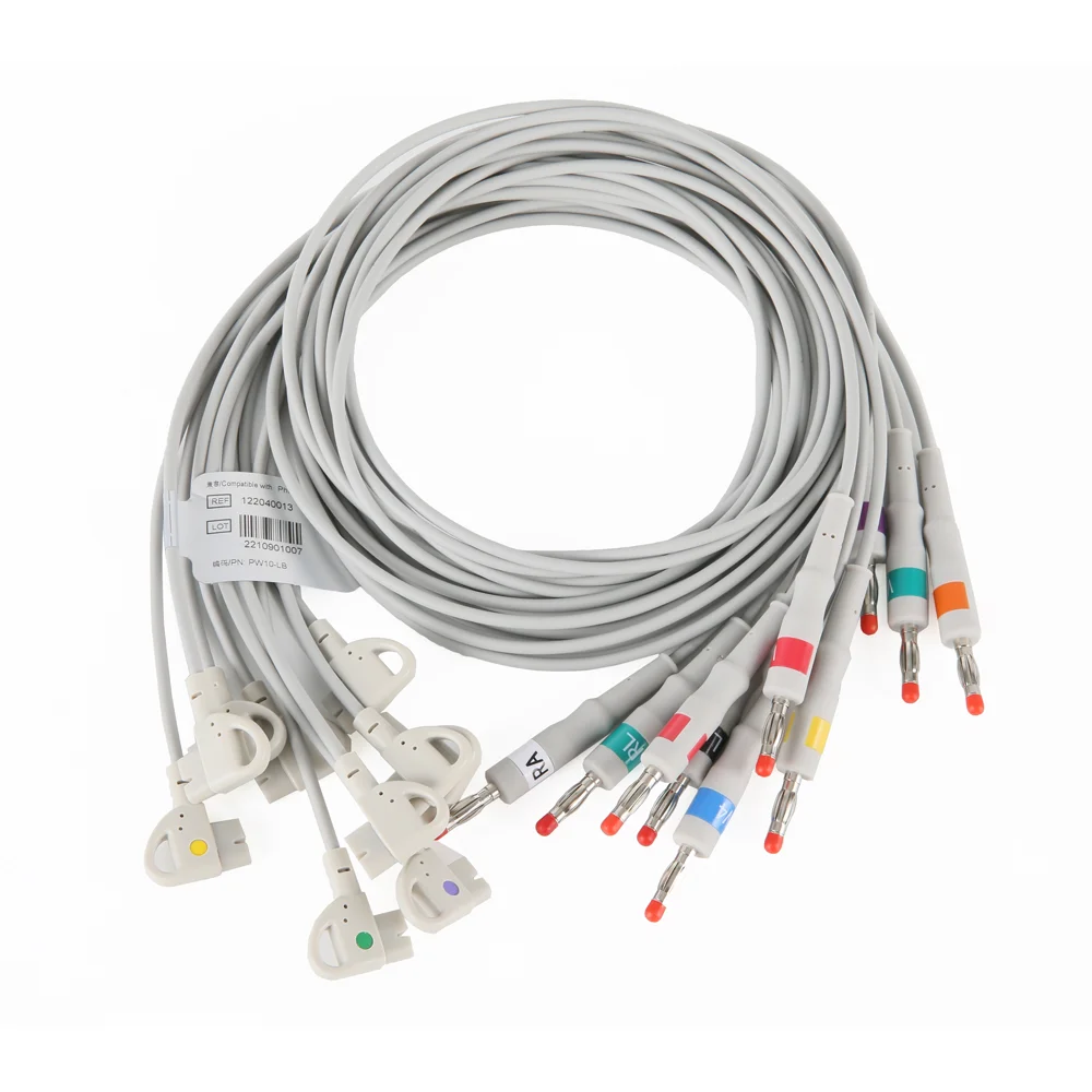 Medical Accessories Compatible with GE Marquette EKG Leadwire Cable 10 Leads 4.0 mm Banana AHA EKG Cable