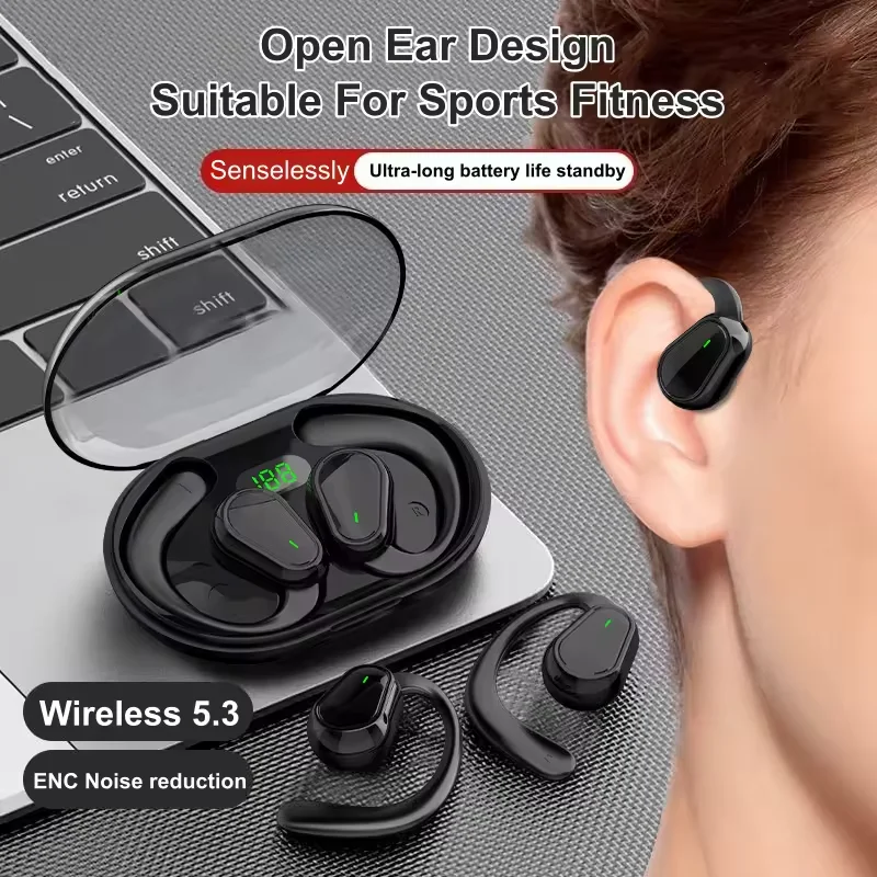 Promotion D88 TWS Wireless Earbuds with LED Display HIFI Sound Over-Ear Sport Earphone with IPX5 Waterproof Earhook JL Chipset