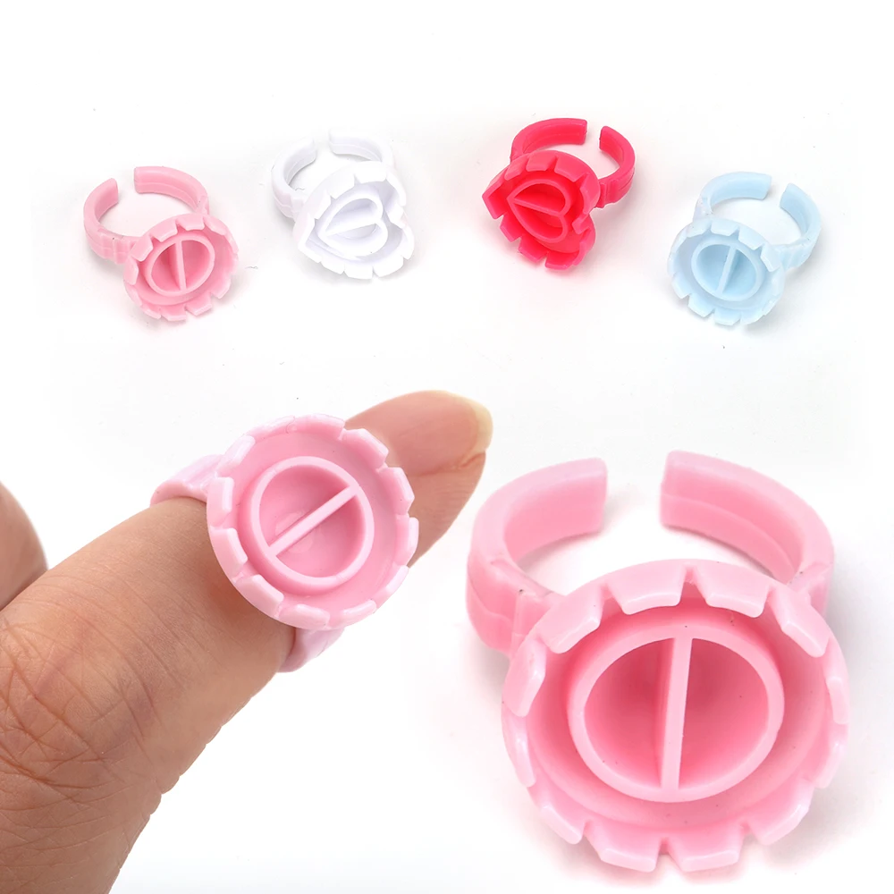 Оптовая продажа клей для ресниц держатель 100 шт./упак. одноразовых пластиковых стаканов, клей для наращивания ресниц в форме сердца пластиковые клей для ресниц кольцо