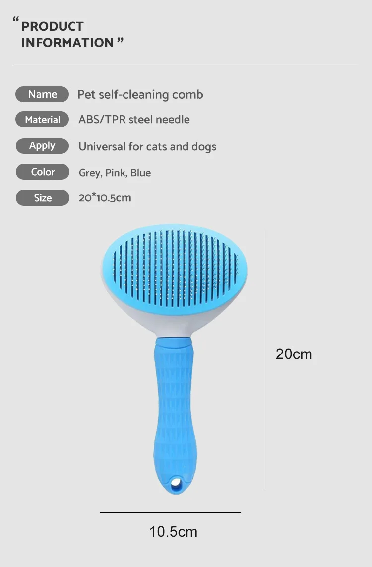 Pet Hair Remover Comb Brush Self Cleaning Hair Brush Cat Comb Stainless