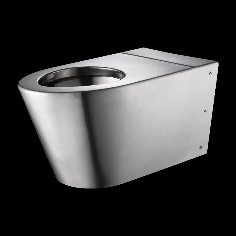 304 Stainless Public Toilet Durable Wall Mount One Piece Wc Toilet Stainless Steel