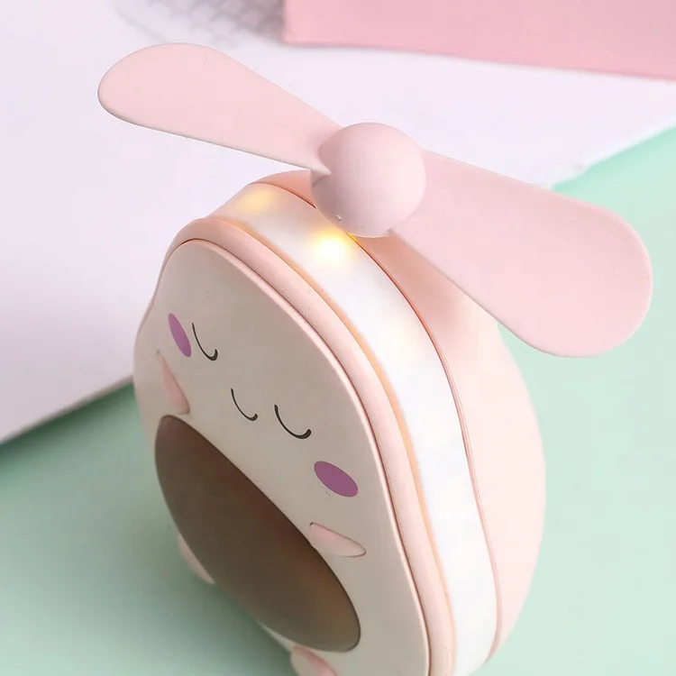 Avocado Small Usb Rechargeable Lamp Portable Lovely LED Night Light Makeup Mirror Mini Fan Lamp Promotional Gift 2020 New