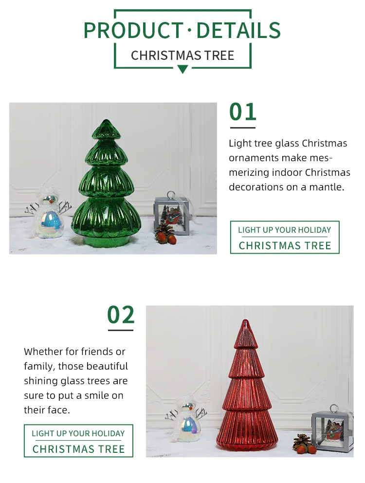 Wholesale Native Christmas Decor LED Glass Tree Ornaments Modern Christmas Decoration supplier