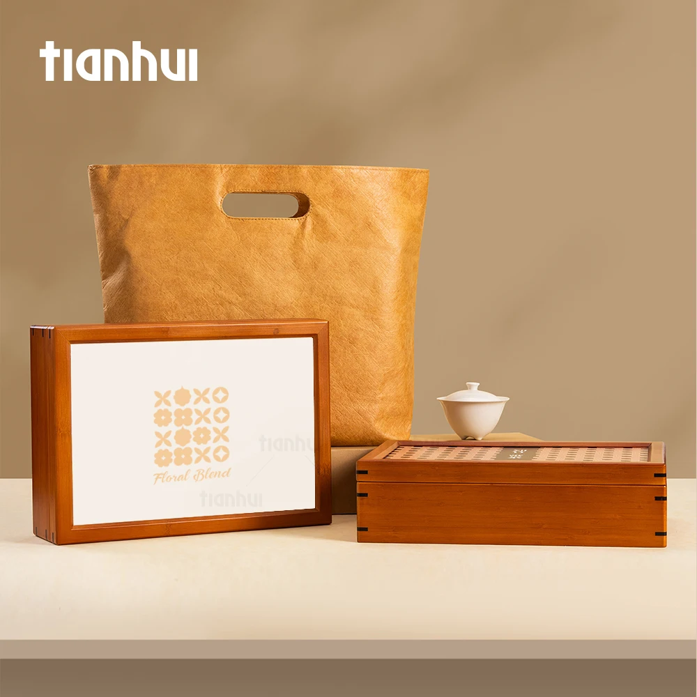 Tianhui Bamboo Gift Box with Interchangeable Inserts, Reusable Brand Packaging