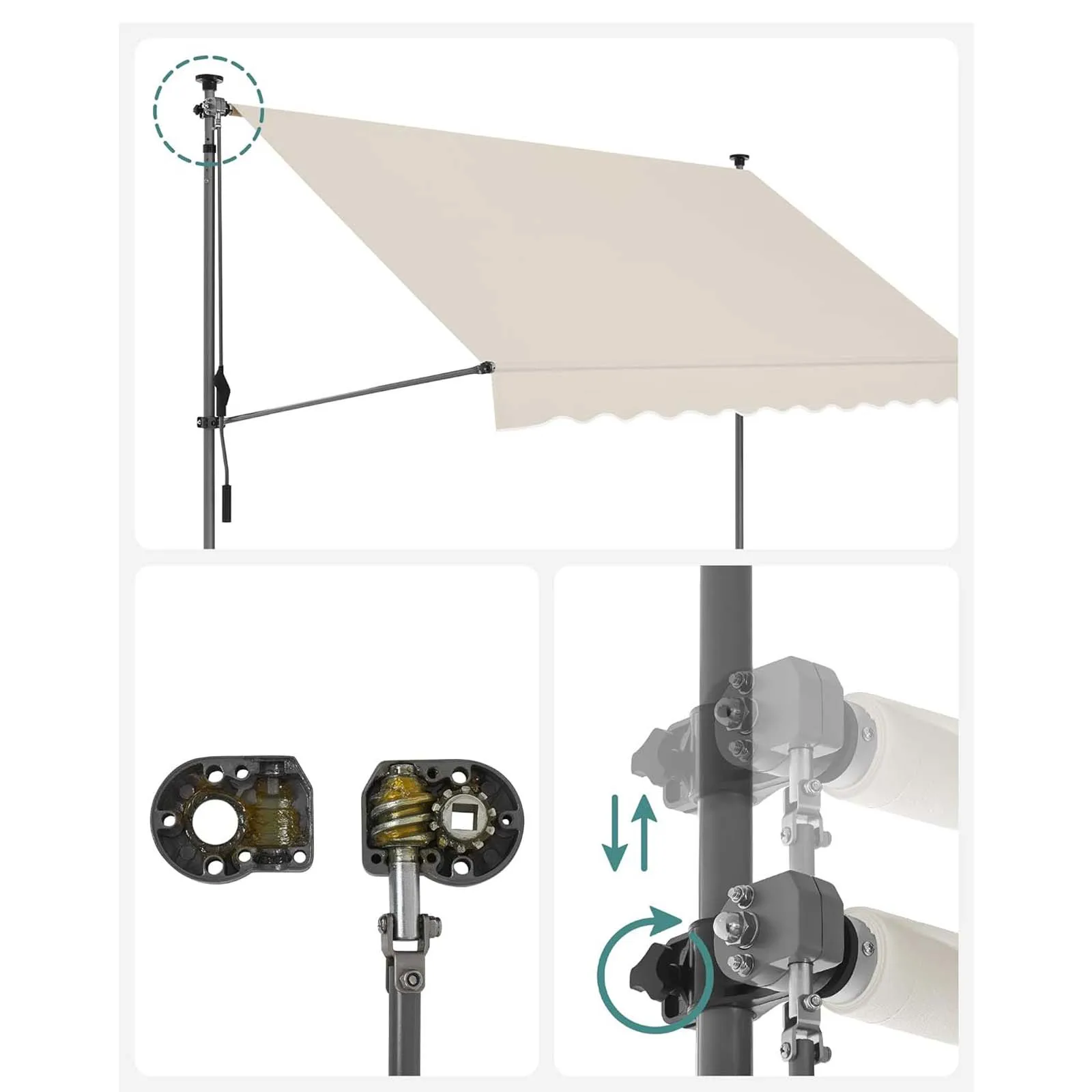 Manual Retractable Awning Adjustable Pergola Shade Cover With Uv