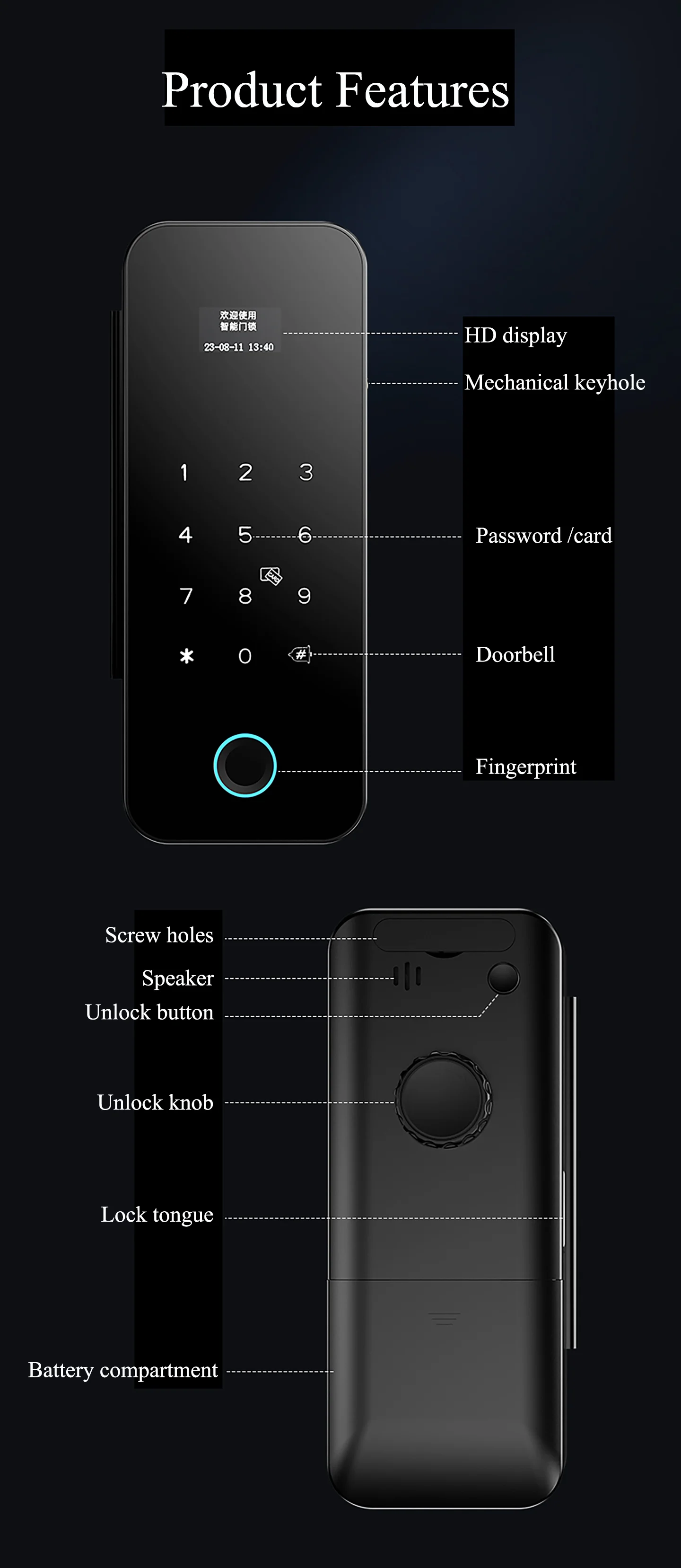 Office Glass Door Lock Smart Tuya App Wifi Remote Unlock Digital ...
