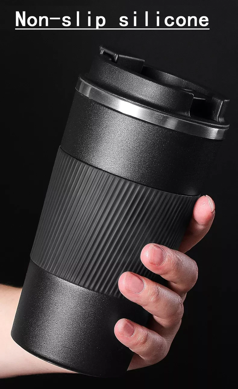 Coffee ceramic travel mug ceramic rim & inner coating on insulated stainless steel tumbler