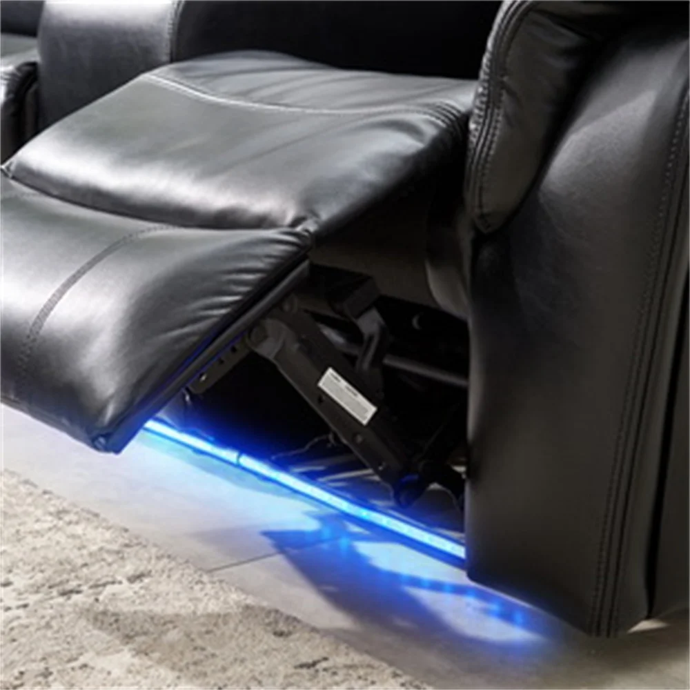Custom Logo China Supplier Oversize 5 Person Seat Recliner Couch Manual Reclining Sectional Sofa Set with LED Strip
