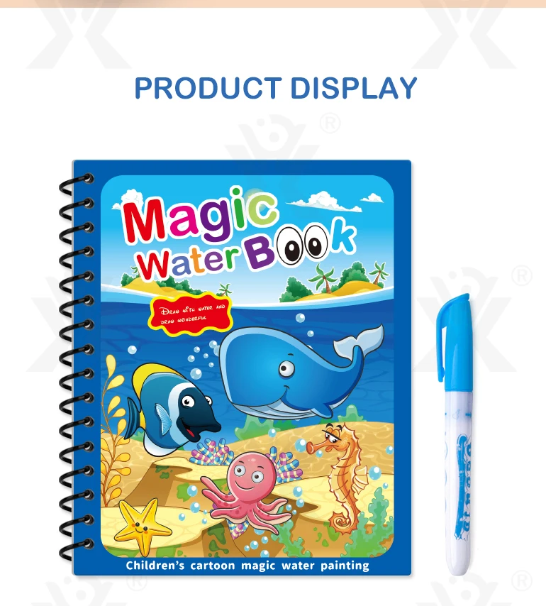 Chengji water color painting book drawing toy kids educational reusable sea world cartoon animal water painting book