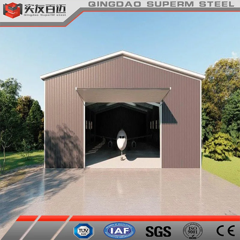 Qingdao SuperM Prefabricated Steel Structure Hangar Building With Insulation Sandwich Panel