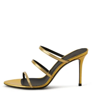 Designer Custom Logo Plus Size Shoes for Women 43 Customized 2023 Triple Straps High Heel Mules Ladies Sandals With Heels