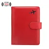 Anti-magnetic buckle aircraft passport holder (red)