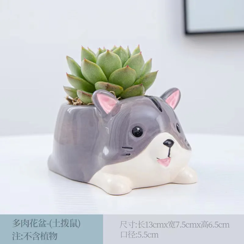 Custom Logo Cute Elephant Animal Shape Colorful Succulent Flower Pot