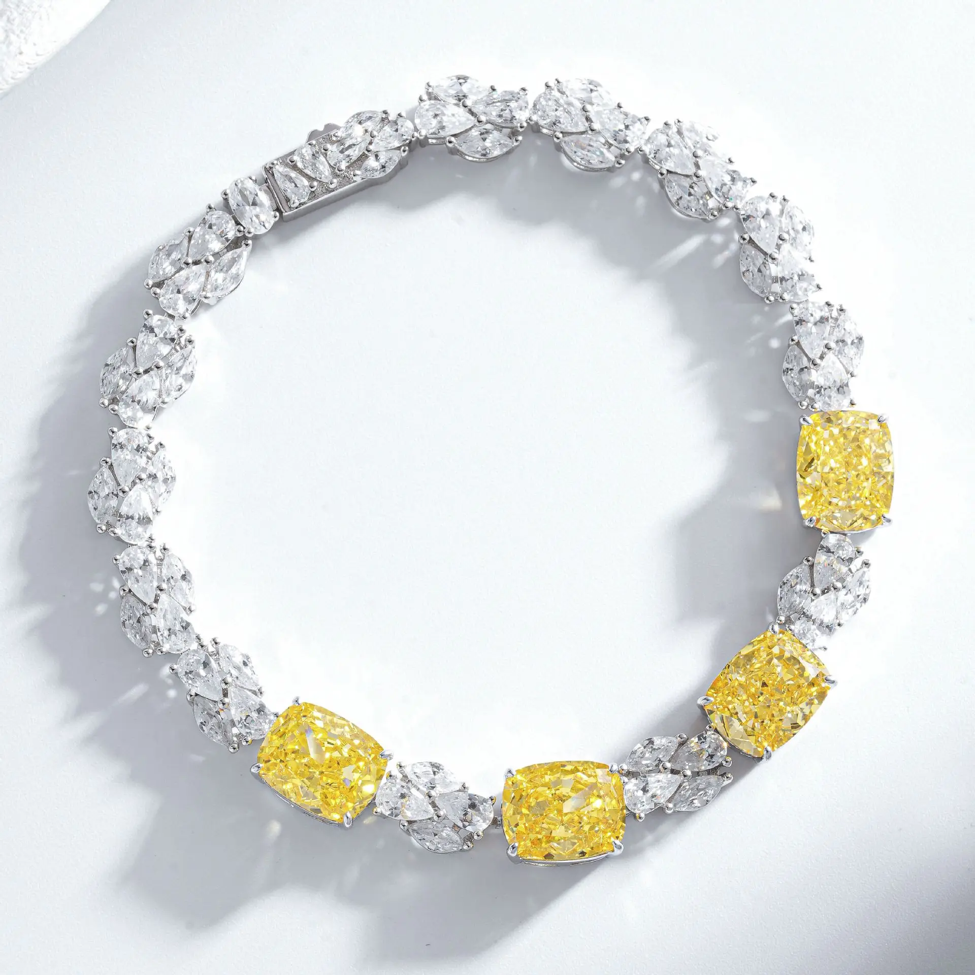 S925 pure silver bracelet, women's luxury full diamond luxury high-end ice flower cut bracelet, high carbon diamond wholesale
