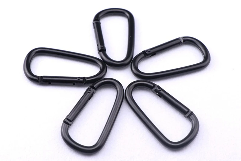 Aluminum Alloy Hooks Custom Logo 7# Promotional Metal  Keychains All Matte Black Carabiner For Fishing Hiking Camping
