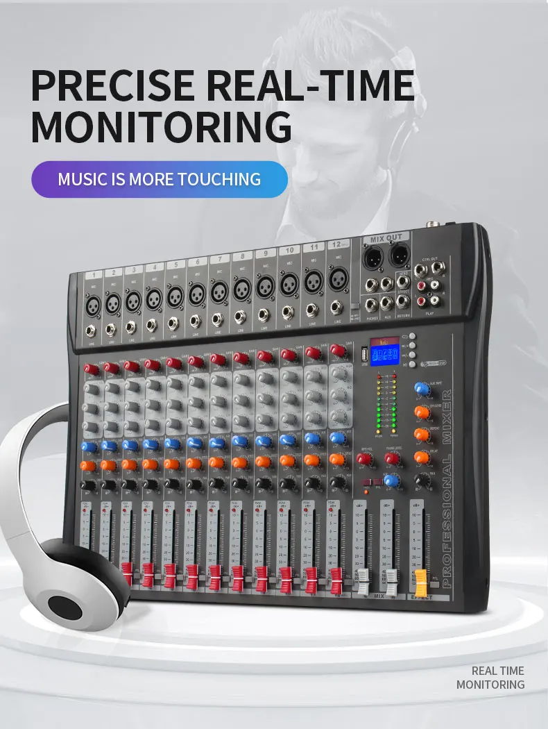 Model CT-12 Malaysia Hot Selling 12 Channel USB Mixer Profesional