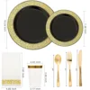 Base noire avec grandes/petites assiettes dorées ajourées, tasse de 10 oz, n