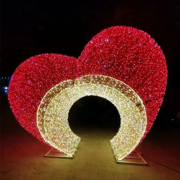 Oversized Commercial Christmas Decorations - LED Heart Arch
