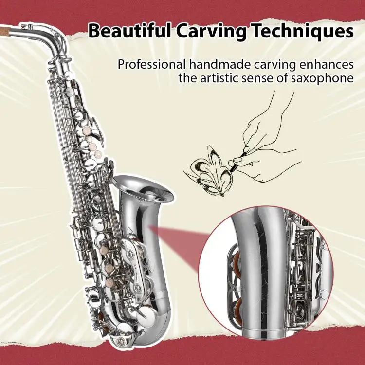 Btuty Alto Saxophone E Flat Brass 802 Key for Beginners