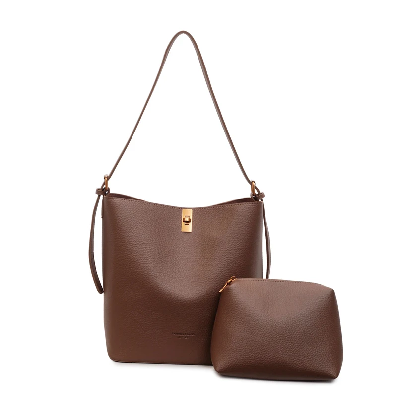 Simple Bucket Bag for Women Fashionable and Versatile Commuting Portable Shoulder Bagcrossbody Large Capacity Mother-in-law Bag