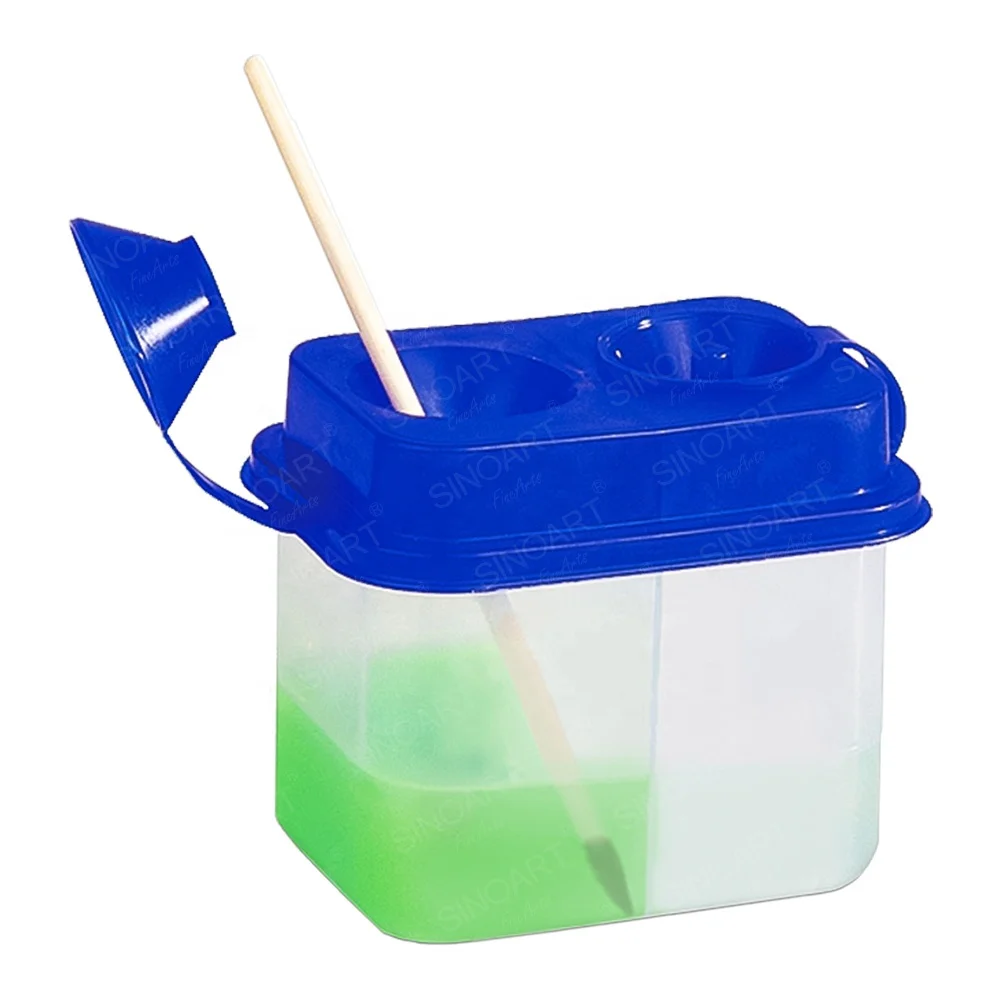 Sinoart Two Holes Square Brush Washer Plastic Twin Compartment Artist