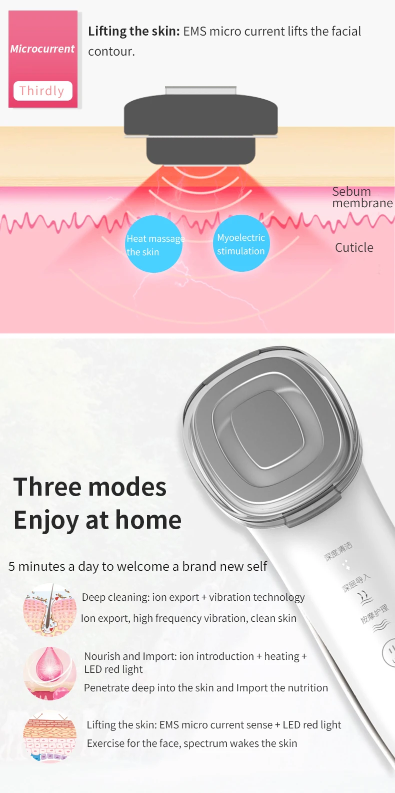 EMS facial deep cleaning /Frequency modulation vibration, nutrition into constant temperature heating