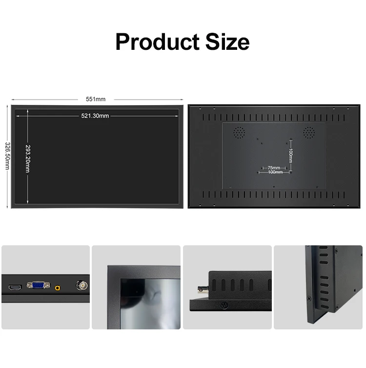 7-23.6 Inch Industrial Monitor IPS1920*1080 Touchscreen Metal Case TFT Wall Mounted Industrial Resistive Touch Screen Display