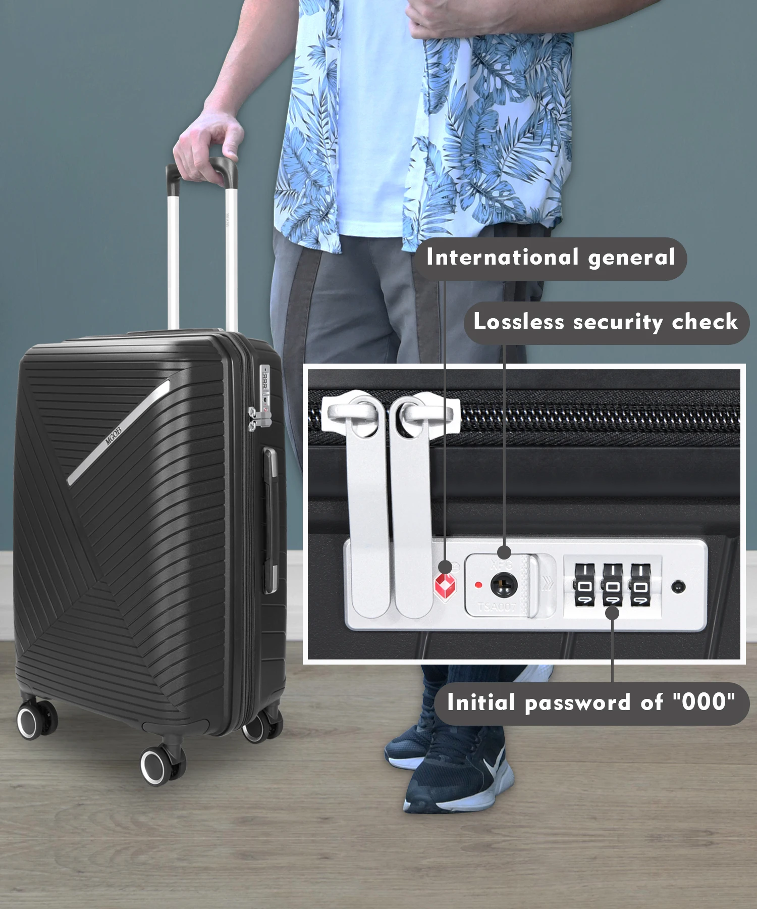 Mgob 2023 Pp Rolling Luggage Sets Foldable Travel Suitcases With Lock