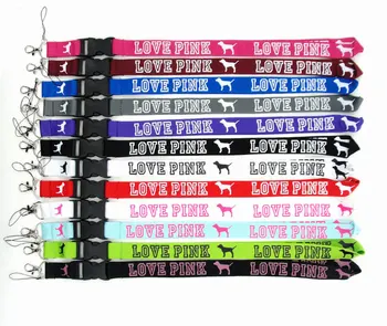 Popular High Quality Vs Custom Brand Neck Strap Keychain Lip Gloss Lanyard Pink Colors  with Detachable Buckle At Stocks
