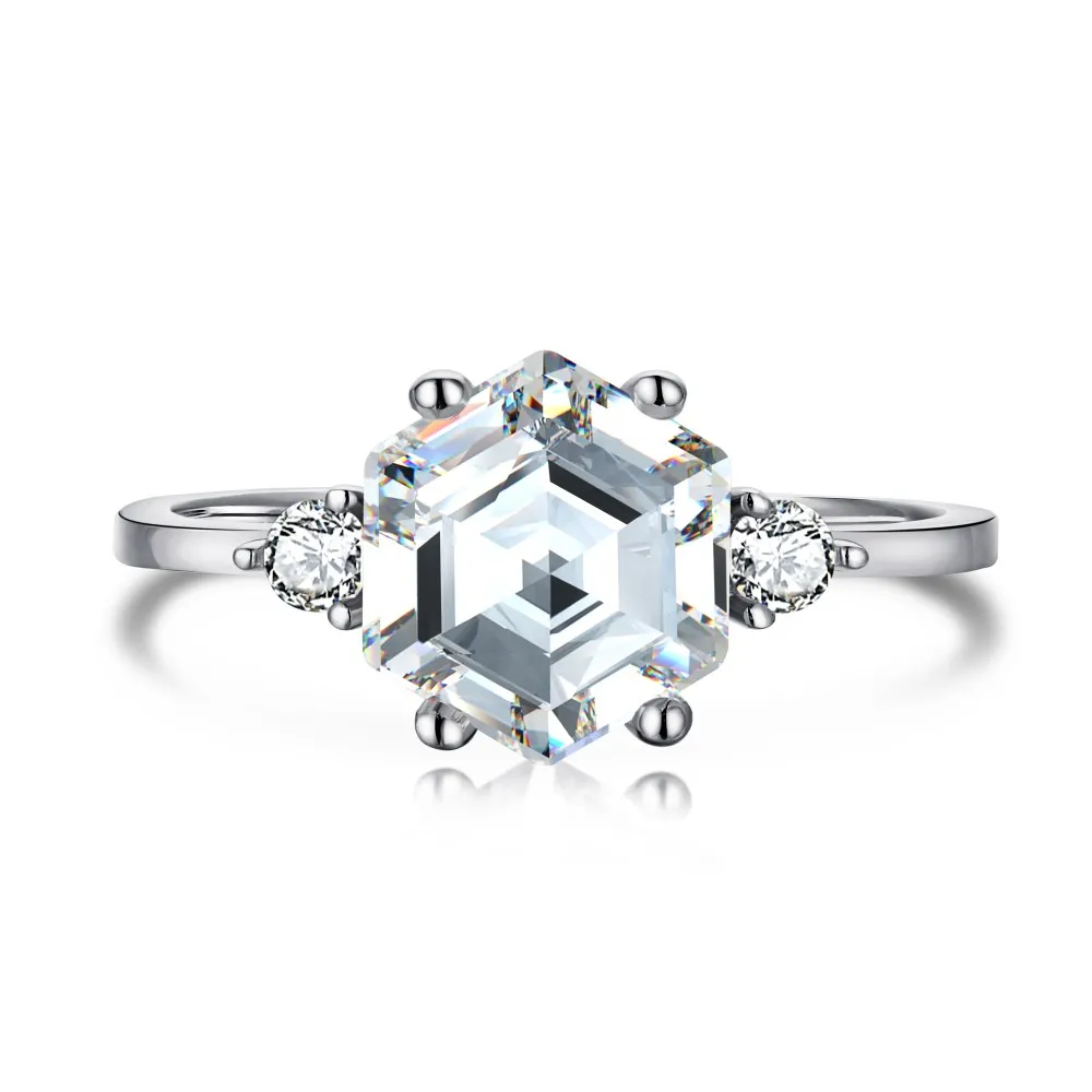 KAKODIY rings fashion trend jewelry hexagonal 925 Sterling Silver silver zircon wedding ring detail 2