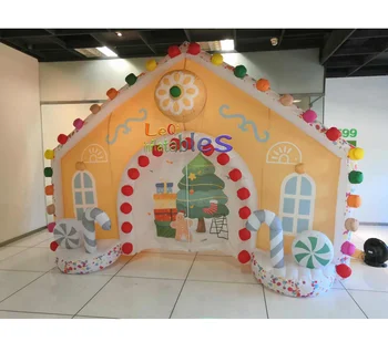 Christmas festival inflatable Gingerbread house giant inflatable candy arch for event decoration