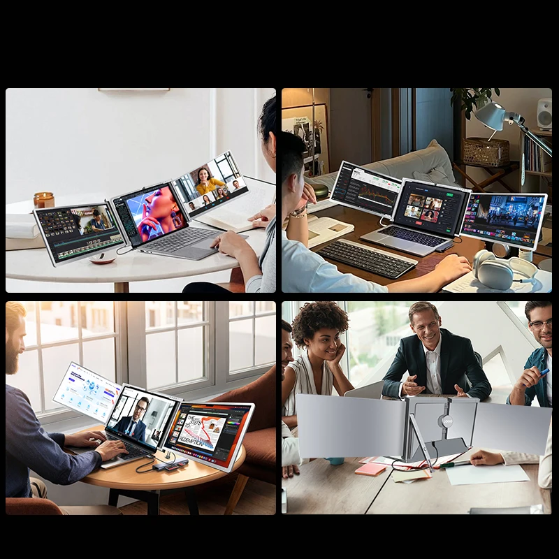 FOPO トリプルポータブルモニター 15.6インチ 1080P LCDデュアルスクリーン