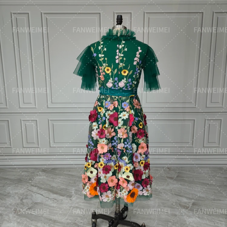 flowers for emerald green dress Elegant Emerald-Green 3D Appliques Evening YGroup_lukea-long-sleeve-mini-dress
