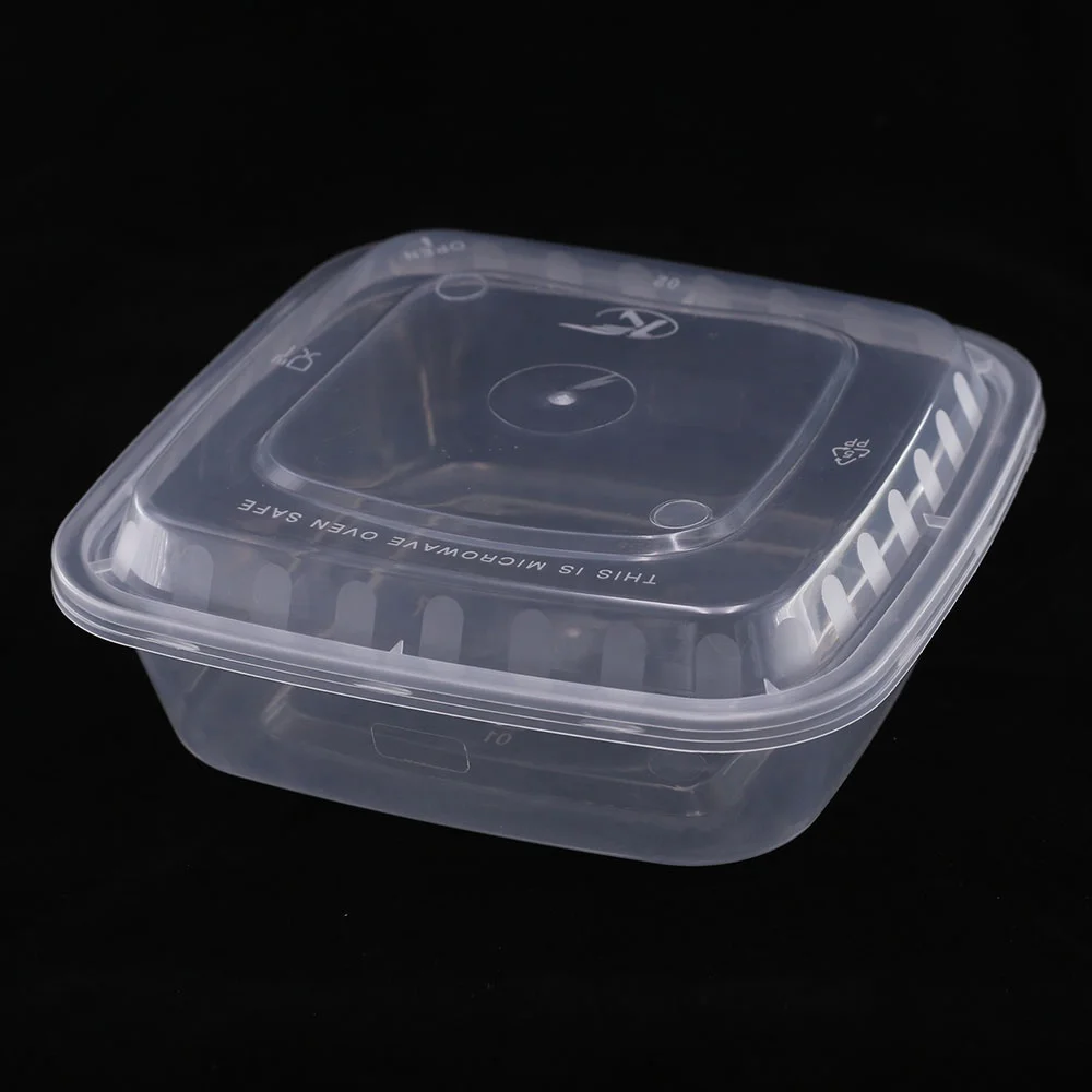 Одноразовые контейнеры для пищевых продуктов, квадратные пластиковые коробки для фаст-фуда, упаковочные контейнеры для пищевых продуктов с крышкой