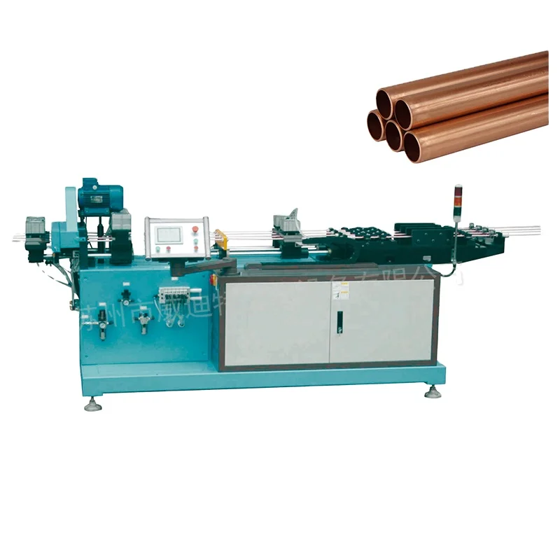 A straight six pipe chip free cutting machine for the air conditioning and water heater industry