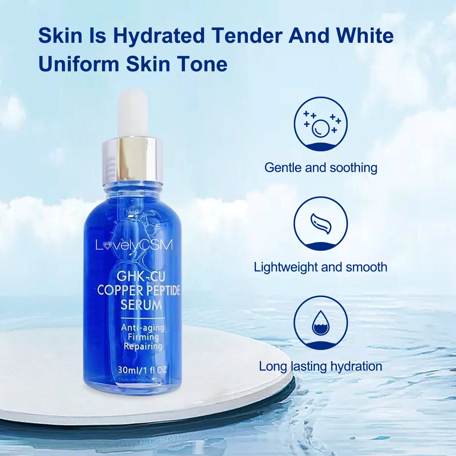 skin biology ghk-cu skin smoothing and soothing serum 30ml GHK Cu Vial Blue Copper Peptide Face for Anti-aging Vitamin B12 injections for