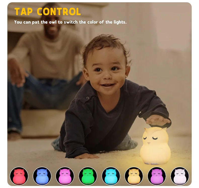 Animal Shape Silicone Night Light Baby Nursery Lamp Breathing Led Night Light Bedside Table Bed