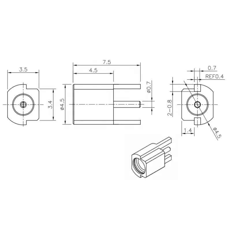product top class mmcx kef female head rf coaxial connector pcb edge mounted connector mmcx connector-3