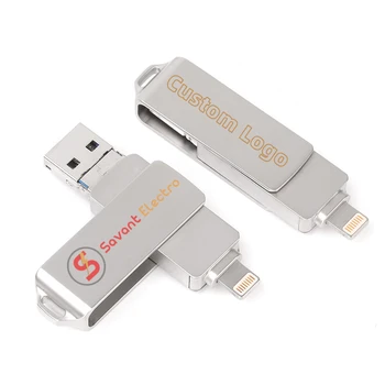 OEM OTG USB Flash Drive Metal USB Stick Custom Logo Mayoreo Memorias USB Pendrive Wholesale for Apple to Micro U disk