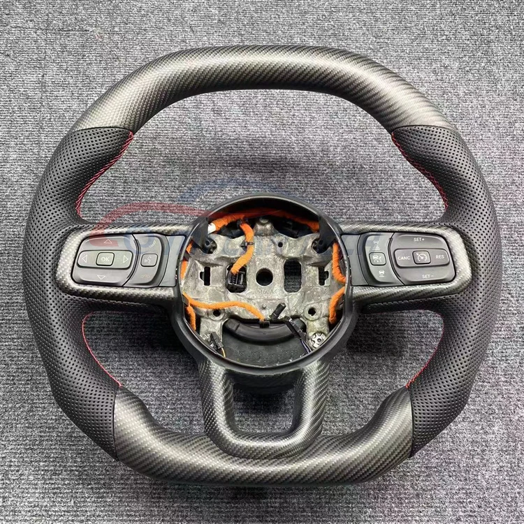 Carbon Fiber And Leather Steering Wheel For Jeep Wrangler Jl Buy Jeep
