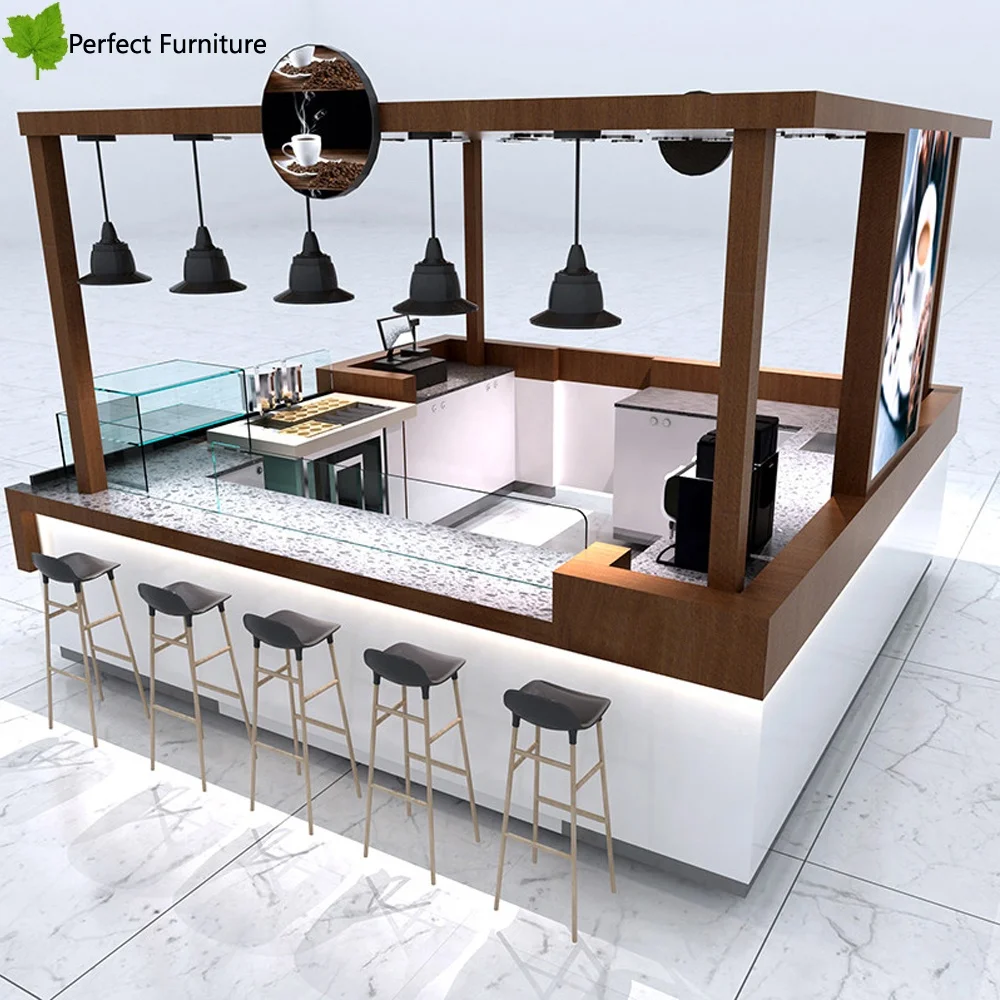 High End Coffee bar Counter Cafe Shop Design Customized Fast Food Kiosk