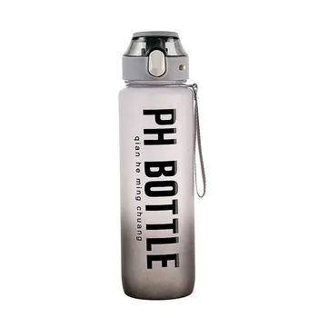 Wholesale Custom Logo 1L Reusable Sports Water Bottle 1000ml Leakproof Flip Top Lid with Time Marker Plastic Drinkware