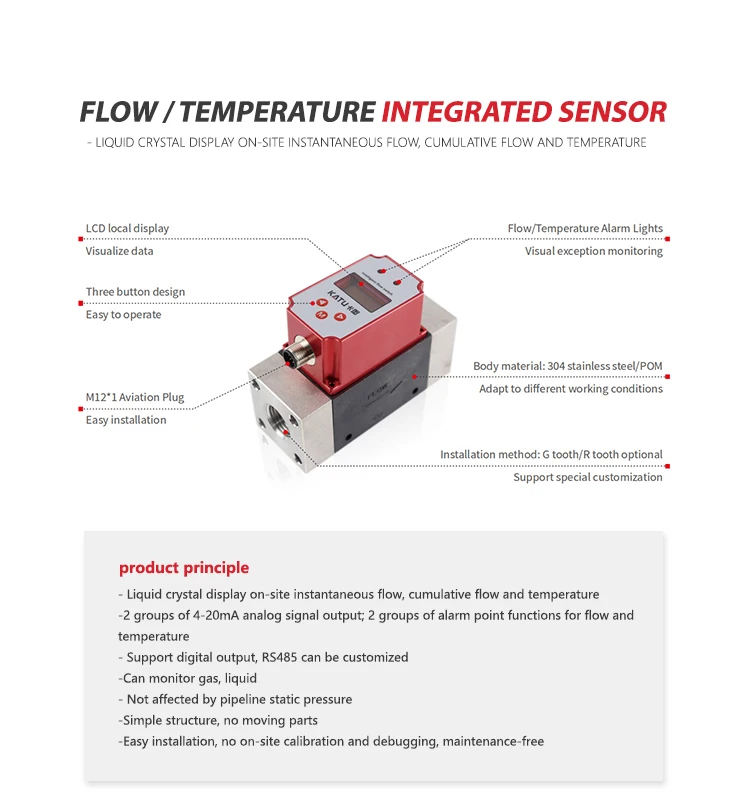 Flow Temperature Integrated Katu Chart Sensor Fts500,Can Monitor Gas,Liquid,No Moving Parts