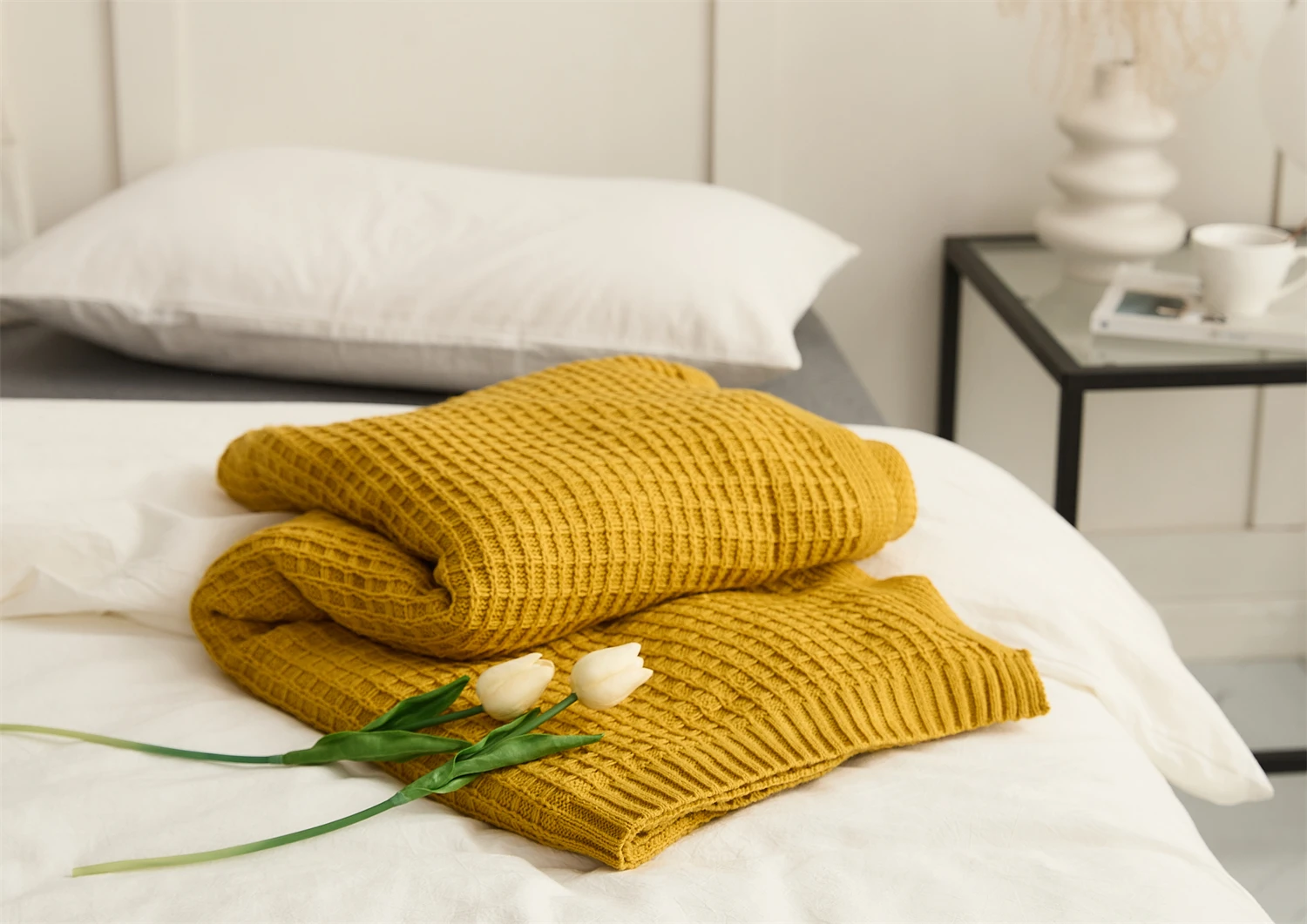 YS Acrylic Waffle Blanket Nordic High Quality Wholesale Manufacture Super Soft details