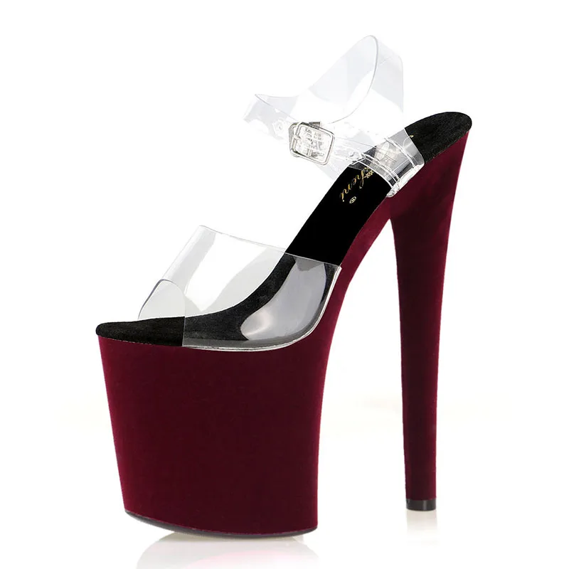 Full Dress New Pole Dance Shoes Wine Red 8 Inch Sexy Platform Sandals Pole Dance High Heels Club 