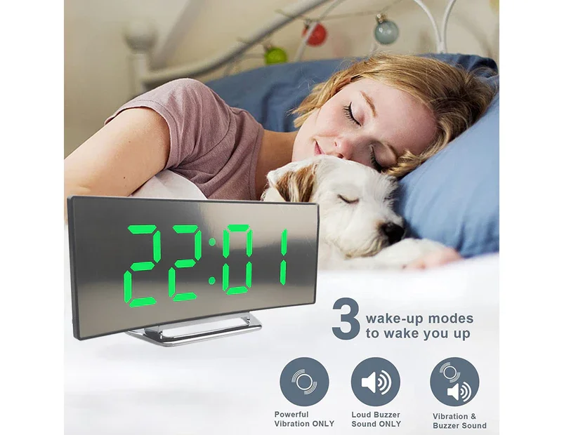 Smart Led Alarm Clock Cute Mirror Electronic Calendar Digital Standing Desktop Clock for Living Room Bedroom Home Office Decor