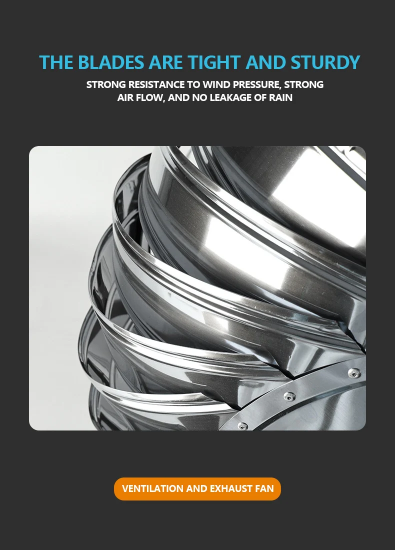 Ventilation Wind-driven Exhaust Fan, Stainless, Steel, Roof - detail 6