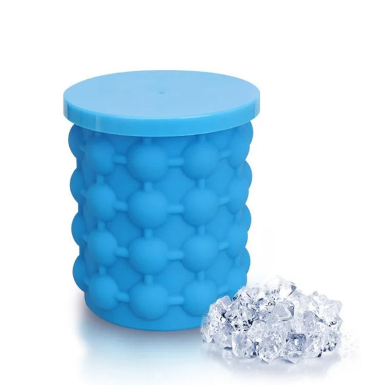 Outdoor Round Plastic Ice Bucket With Lid Silicone Ice Bucket Bar