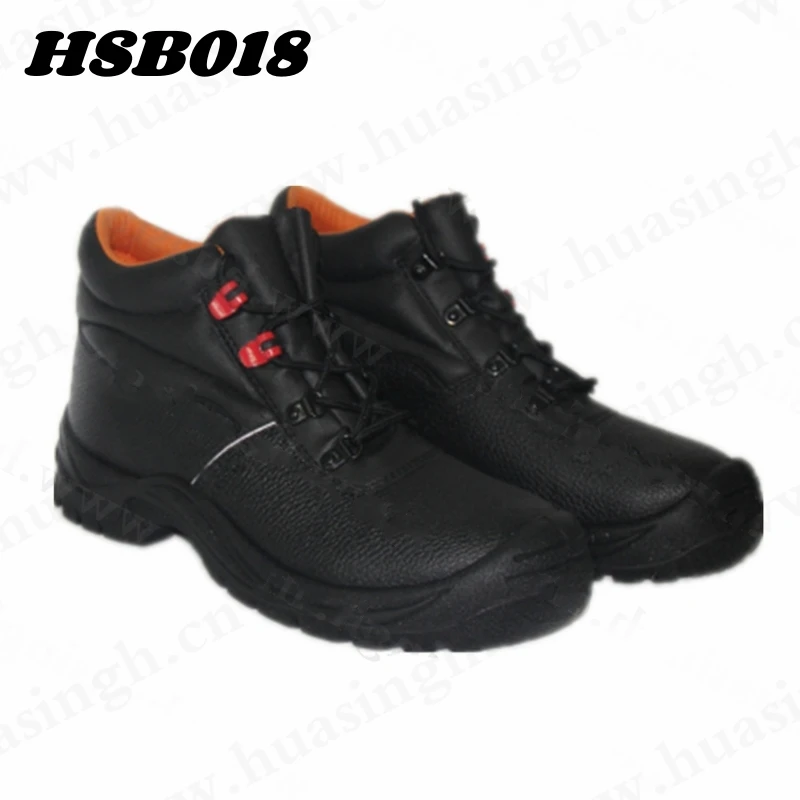 LXG,mid-cut Reflective Strip Design Black Security Footwear Anti-piercing PU/PU Injection Sole Work Safety Boots HSB018