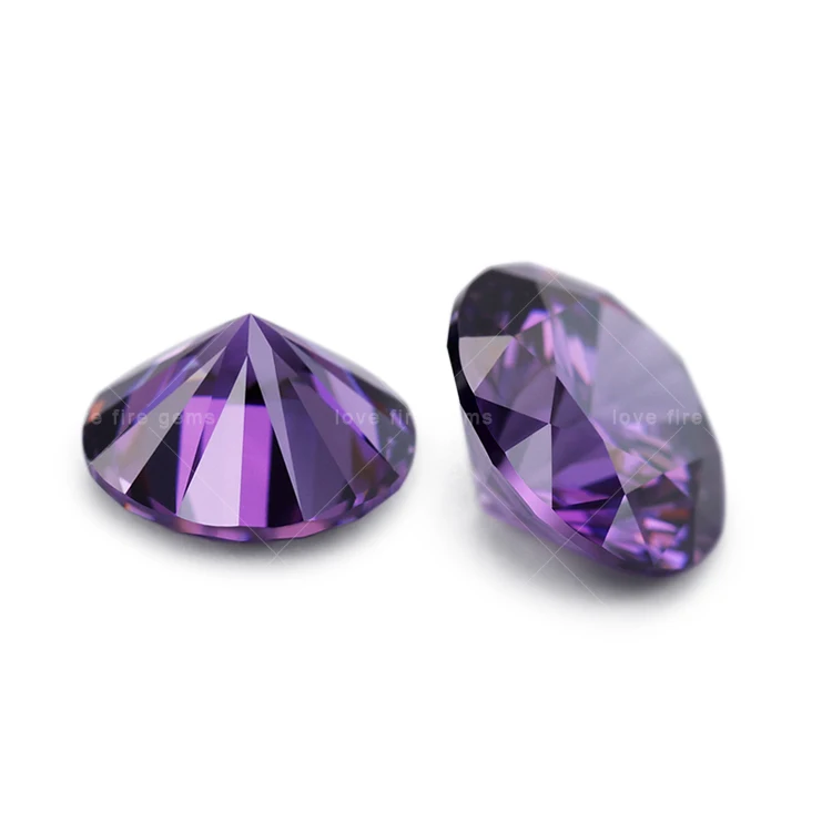Wholesale 6.5mm Synthetic Amethyst CZ Gems - Diamond Cut